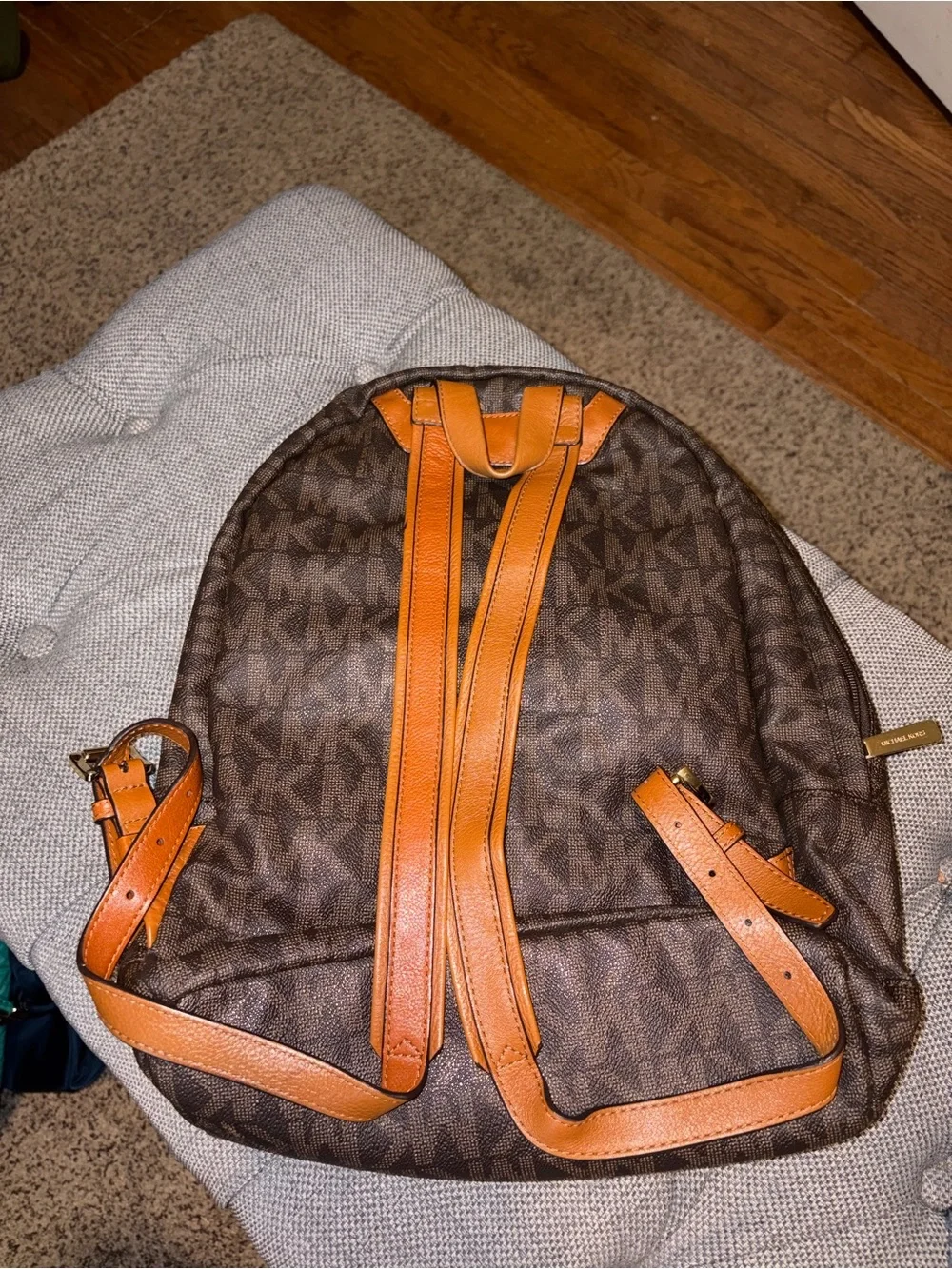 Michael Kors Brown MK Logo Backpack with Gold Accents